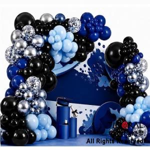 SET DE GLOBOS ARCO XL COMBINADO AZUL NEGRO CELESTE Y PLATA (GY7876) 102 UNIDADES